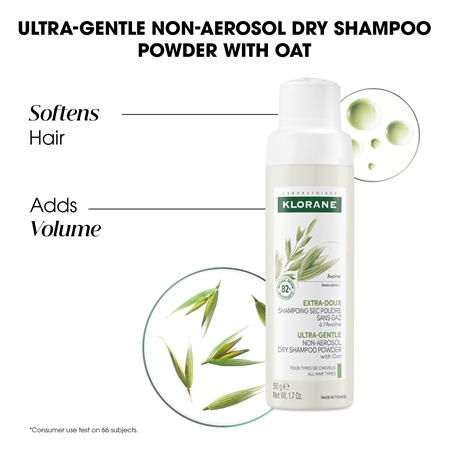 Klorane ULTRA-GENTLE Dry Shampoo with Oat Milk suhi šampon bez aerosola