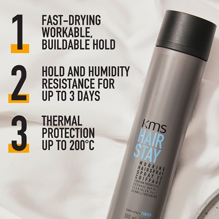 KMS Hair Stay Working Hairspray Hairspray for hair stressed by heat