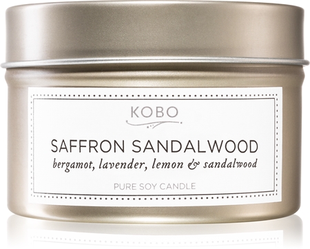 KOBO Natural Math Saffron Sandalwood vonná svíčka v plechovce