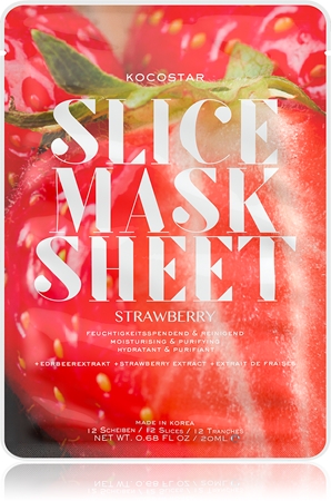 KOCOSTAR Slice Mask Sheet Strawberry хидратираща платнена маска за сияен вид на кожата