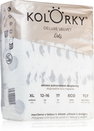 Kolorky Deluxe Velvet Dots disposable organic nappies