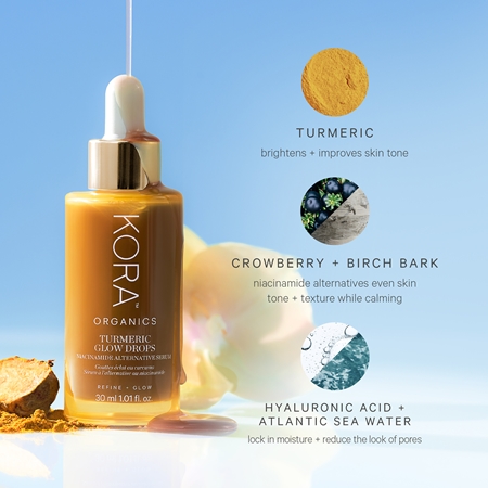 KORA Organics Turmeric Glow Drops Brightening Serum with niacinamide