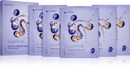 KORIKA SuperFruits Blueberry - Set of 5 Detoxifying Face Sheet Masks набір масок для обличчя за вигідною ціною з детокс-ефектом Blueberry