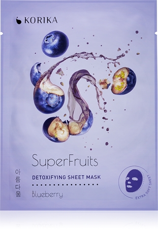 KORIKA SuperFruits Blueberry - Set of 5 Detoxifying Face Sheet Masks набір масок для обличчя за вигідною ціною з детокс-ефектом Blueberry