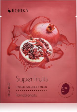 KORIKA SuperFruits Pomegranate - Set of 5 Hydrating Face Sheet Masks sejas masku komplekts par samazinātu cenu Pomegranate (ar mitrinošu efektu)