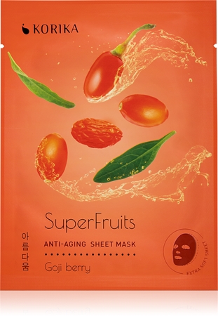 KORIKA SuperFruits Goji Berry - Set of 5 Anti-aging Face Sheet Masks Coffret de masques pour le visage à prix réduit effet rajeunissant Goji berry