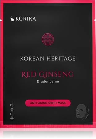KORIKA Korean Heritage Red Ginseng & Adenosine Anti-aging Sheet Mask μάσκα προσώπου σε μειωμένη τιμή ενάντια στη γήρανση και σύσφιξη της επιδερμίδας
