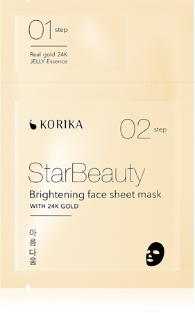 KORIKA StarBeauty rozjasňujúca plátienková maska s 24karátovým zlatom