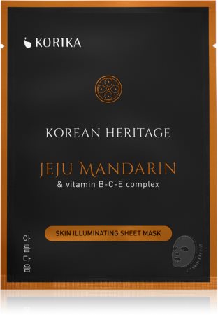 KORIKA Korean Heritage Jeju Mandaring & Vitamin B-C-E Complex Skin Illuminating Sheet Mask Máscara em folha com efeito iluminador