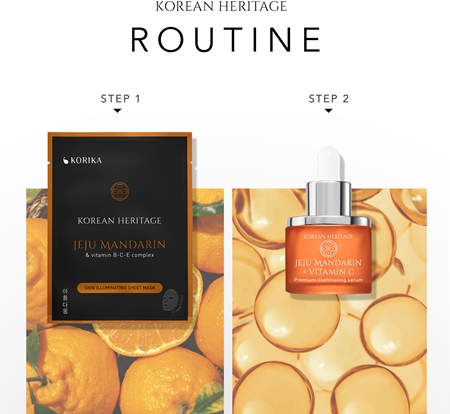 KORIKA Korean Heritage Jeju Mandarin & Vitamin B-C-E Complex Skin Illuminating Sheet Mask Uppljusande arkmask för ansiktet