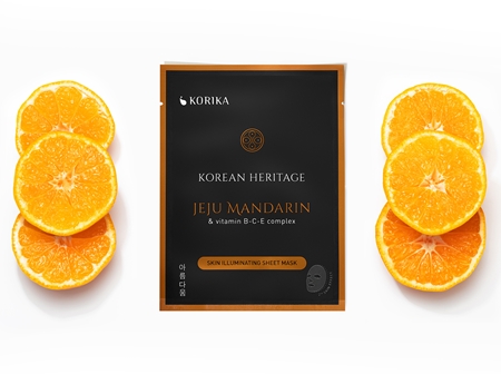 KORIKA Korean Heritage Jeju Mandarin & Vitamin B-C-E Complex Skin Illuminating Sheet Mask Uppljusande arkmask för ansiktet