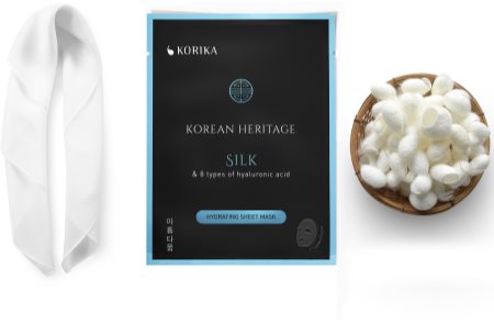 KORIKA Korean Heritage Silk & 8 Types of Hyaluronic Acid Hydrating Sheet Mask masque hydratant en tissu