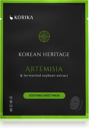 KORIKA Korean Heritage Artemisia & Fermented Soybean Extract Soothing Sheet Mask Nomierinoša auduma sejas maska