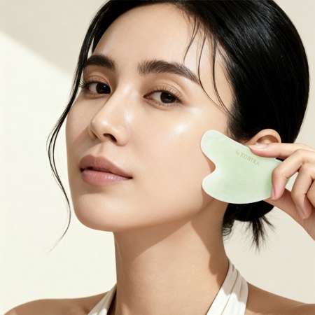 KORIKA Tools Gua Sha Green Jade Stone masážní pomůcka na obličej