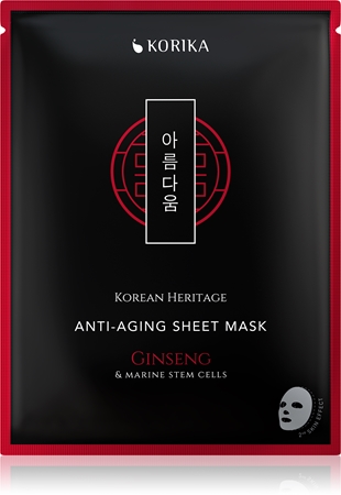 KORIKA Korean Heritage Red Ginseng & Adenosine Anti-aging Sheet Mask máscara em folha antirrugas
