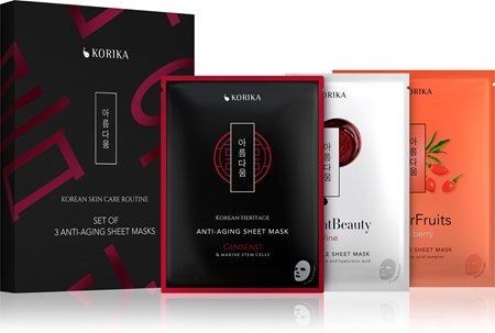 KORIKA KOREAN SKIN CARE ROUTINE SET OF 3 ANTI-AGING SHEET MASKS Σετ ενάντια στις ρυτίδες