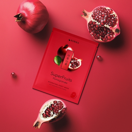 KORIKA SuperFruits Pomegranate - Set of 5 Hydrating Face Sheet Masks Coffret de masques pour le visage à prix réduit pour un effet naturel