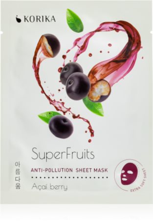 KORIKA SuperFruits Acai Berry - Anti-pollution Sheet Mask Auduma sejas maska ar detoksikācijas efektu