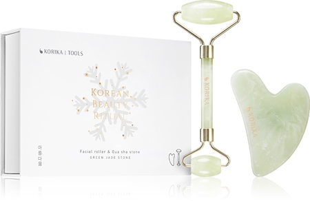 KORIKA Tools Face Roller & Gua Sha rullo per massaggi Jade Green (per il viso)