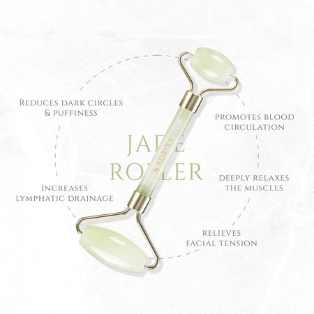 KORIKA Tools Face Roller & Gua Sha rullo per massaggi Jade Green (per il viso)