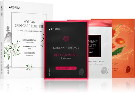 KORIKA KOREAN SKIN CARE ROUTINE SET OF 3 ANTI-AGING SHEET MASKS sada (proti vráskám)