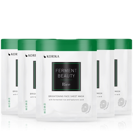 KORIKA FermentBeauty Set of 5 Brightening Face Sheet Masks with Fermented Rice and Hyaluronic Acid set pleťových masek za zvýhodněnou cenu