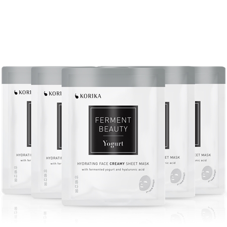 KORIKA FermentBeauty Set of 5 Hydrating Face Sheet Masks with Fermented Yogurt and Hyaluronic Acid coffret de máscaras faciais a preço promocional