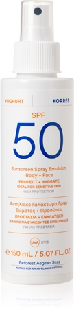 Korres Yoghurt Sunscreen opalovací mléko ve spreji na obličej a tělo