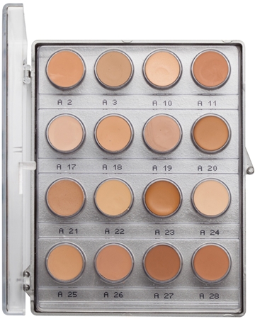 Kryolan Dermacolor Light Palette mit 16 Korrektorfarbtönen