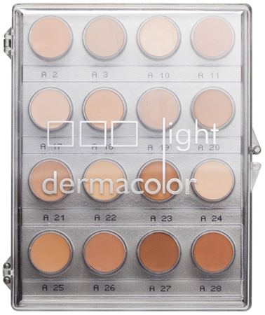 Kryolan Dermacolor Light Palette mit 16 Korrektorfarbtönen