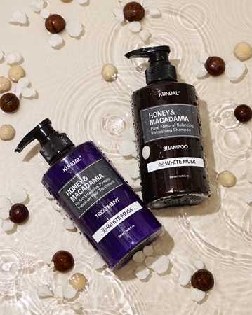 KUNDAL Honey & Macadamia White Musk champú natural para cabello seco y dañado