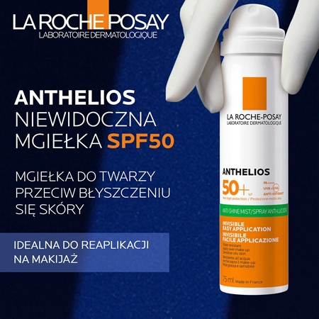 La Roche-Posay Anthelios orzeźwiający spray do twarzy przeciw błyszczeniu się skóry SPF 50+