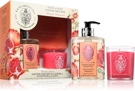 La Florentina Pomegranate Hand Wash and Candle coffret cadeau