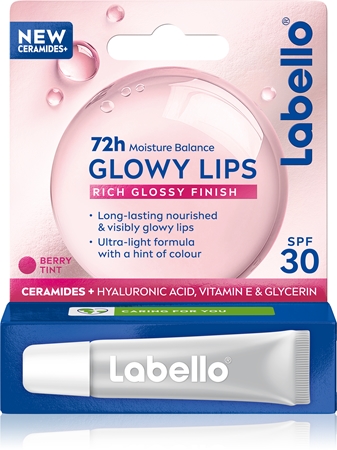 Labello Glowy Lips Berry Tonad läppbalsam med hyaluronsyra
