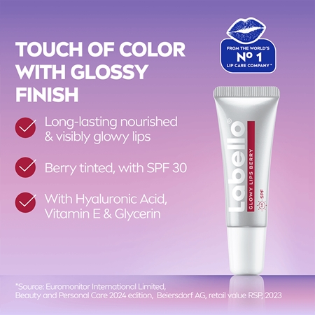 Labello Glowy Lips Berry tönender Lippenbalsam mit Hyaluronsäure