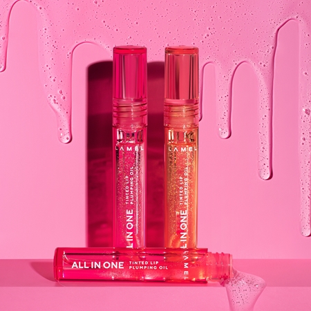 LAMEL All in One Lip Tinted Plumping Oil Tinted Lip Oil for maximum volume