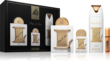 lattafa peace & love woda perfumowana 100 ml   zestaw  