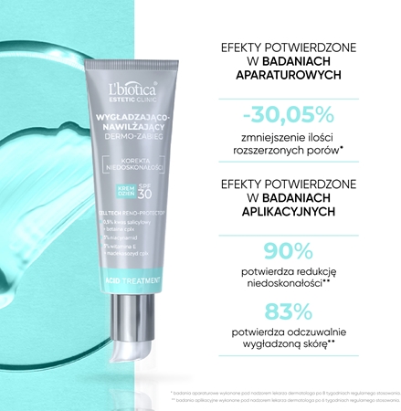 L’biotica Estetic Clinic Acid Treatment nawilżający krem ochronny o działaniu wygładzającym