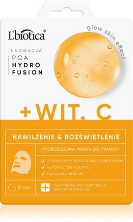L’biotica PGA Hydro Fusion + Vitamin C intenzivní hydrogelová maska pro rozjasnění pleti