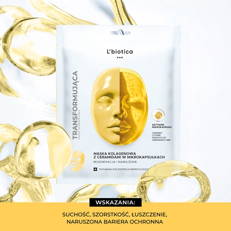 L’biotica Transforming Collagen Mask with Ceramides in Microcapsules maseczka kolagenowa regeneracja i odżywienie skóry