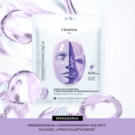 L’biotica Transforming Collagen Mask with Niacinamide in Microcapsules maseczka kolagenowa z efektem rozświetlającym