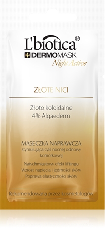 L’biotica DermoMask Night Active liftingová a zpevňující maska s 24karátovým zlatem