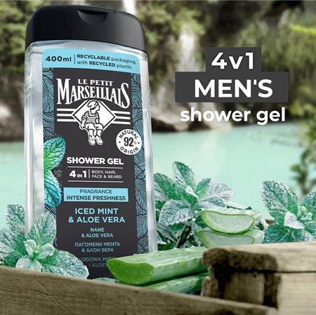 Le Petit Marseillais Menthe Glacée & Aloe Vera Gel douche 4 en 1