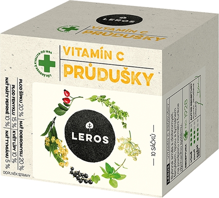 Leros Vitamín C Průdušky bylinný čaj pro podporu zdraví dýchacích cest