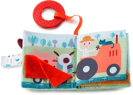 Lilliputiens Playbook Farm librito educativo en colores de alto contraste con mordedor