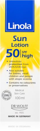 Linola Sun Lotion SPF50 creme solar para pele seca a atópica