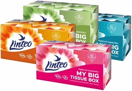 Linteo Paper Tissues Two-ply Paper, 200 pcs per box papírové kapesníky