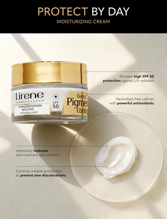 Lirene Derma Pigment Control Cream SPF 50 krem rozjaśniający i nawilżający na plamy pigmentacyjne SPF 50