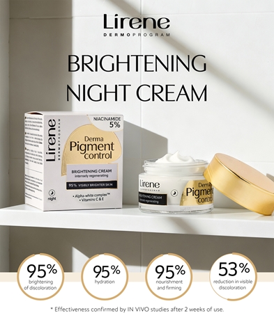 Lirene Derma Pigment Control Brightening Night Cream crème de nuit illuminatrice pour peaux hyperpigmentées