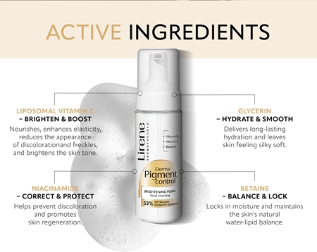 Lirene Derma Pigment Control Brightening Foam Brightening Foam Cleanser for skin with hyperpigmentation